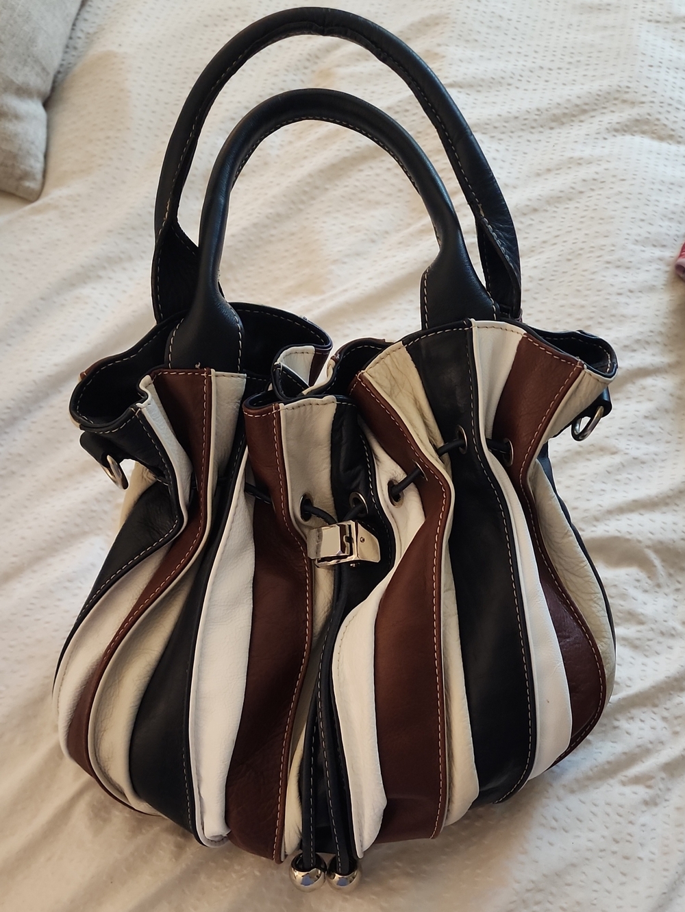 Vera Pelle Striped Multi-Color Women’s Leather Handbag